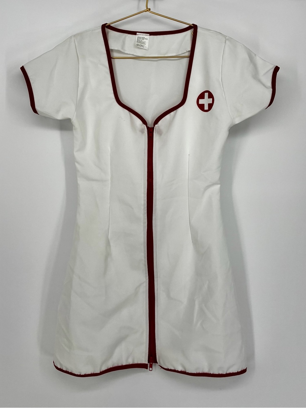 Women's Nurse Costume Dress Size 6-8 Halloween Cosplay Red Cross Detail